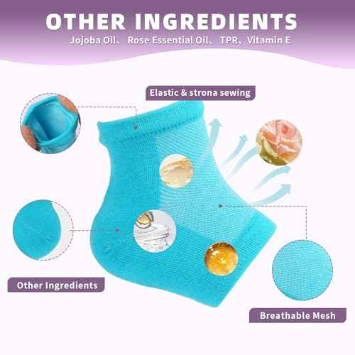 2 Pairs Silicone Socks for Dry Cracked Feet Women, Moisturizing Heel Socks, Gel Toeless Lotion Sock, Moisture Silicon Foot Sock for Cracked Heels Overnight by Untrytb