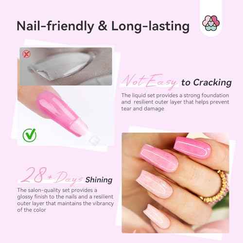 SAVILAND Dip Powder Liquid Set: 4 Pcs Nail Dip Liquid Set with HEMA-free Base Activator Top Coat and Brush Saver 15 ml/0.5 Fl.oz Dipping System Essentials No Curing Home Use DIY Salon Art