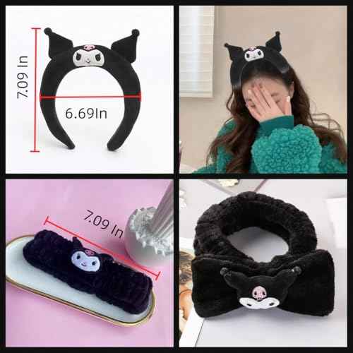 117Pcs Kawaii Cute Stuff Gifts Set Include Headband,Pouch, Hair Band, Hair Ties & Clips, Hairpin, Stickers, Necklace,Bracelet, Keychain(Black)