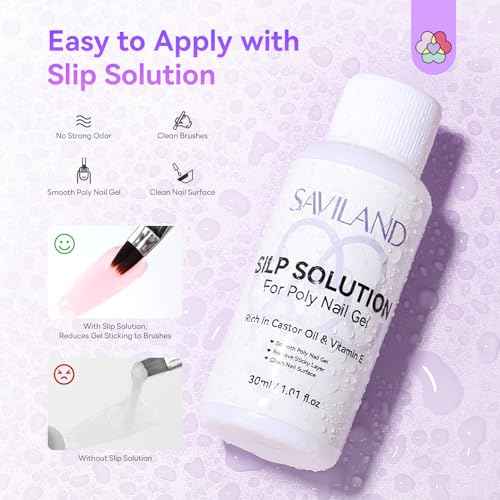 SAVILAND Poly Gel Nail Kit Starter: 4 Colors Natural Clear Poli Gel Para U?as with Mini U V/LED Lamp Slip Solution Quick Dry Nourish Nails 28 Days Durable for Gifts Daily Nail Art DIY Salon Home Use