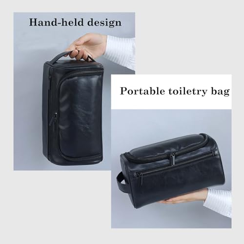 Travel Toiletry Bag for Men PU Leather Cosmetic Bag Travel Kit Travel Bag for Toiletries Medicine Bag Gifts, Brown PU