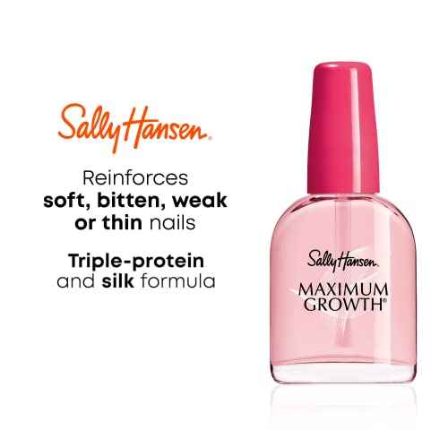 Sally Hansen Nail Treatment Maximum Growth¢ç Nail Strengthener | Base Coat & Nail Protectant | Triple Protein & Silk Formula for Strong, Healthy Nails