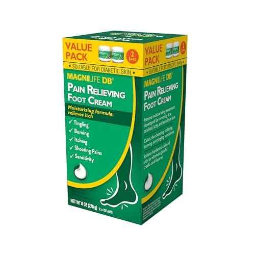 MagniLife DB Pain Relieving Foot Cream, Calming Relief for Burning, Tingling, Shooting & Stabbing Foot Pain, Moisturizing Foot Cream Suitable for Diabetic and Sensitive Skin - 2 Packs of 4 oz Jars