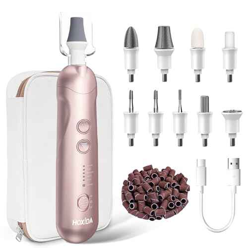 Manicure Pedicure Kit with Case, Professional Nail Grinder for Senior Thick Toenail, Cordless Electric Nail File, 5 Speeds Pedicure Tools for feet Callus Remover, Nail Drill for Women Hand Feet Care