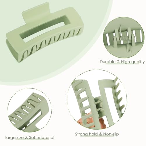 4.1 Inch Large Hair Claw Clips 8 Pcs Rectangle Big Clips for Thick Hair Nonslip Acrylic Banana Jaw Accessories for Women and Girls (Brown Colorful)