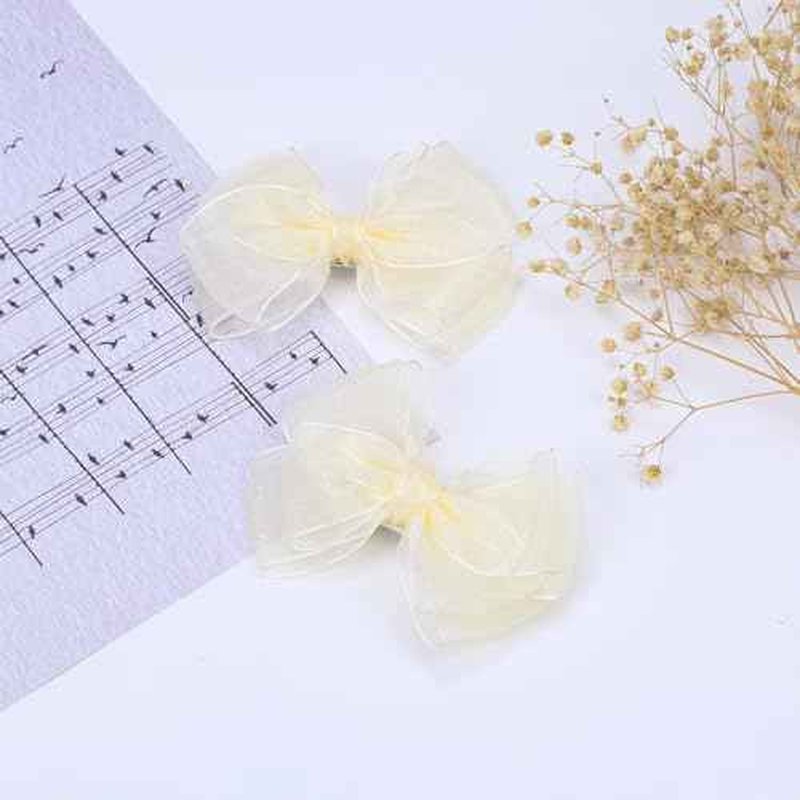 4.5-Inch Hair Bows Organza Alligator Clips Delicate Double Luster Sheer Mesh Hair Accessories for Girls, Toddler, Kids and Women Birthday Wedding Christmas Occasions- Set of 2