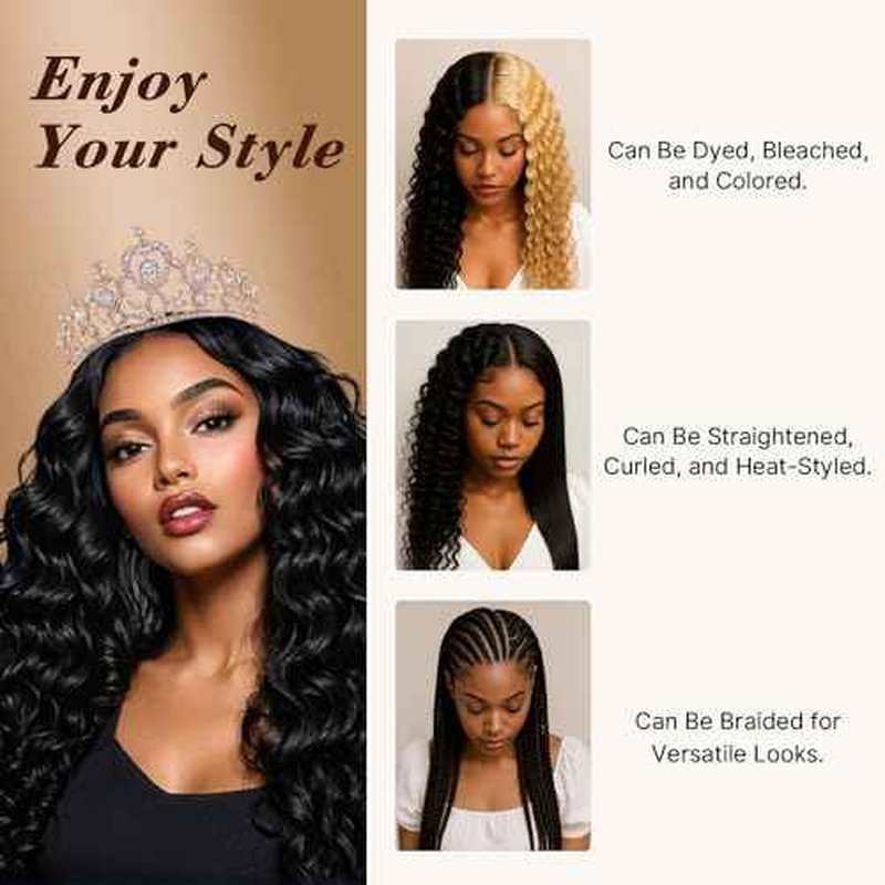Wequeen 16A Human Braiding Hair Deep Wave 100g 22 Inch 100% Unprocessed Brazilian Virgin Hair No Weft Bulk Human Hair for Braiding Curly Hair Extensions for Boho Braids, Natural Black