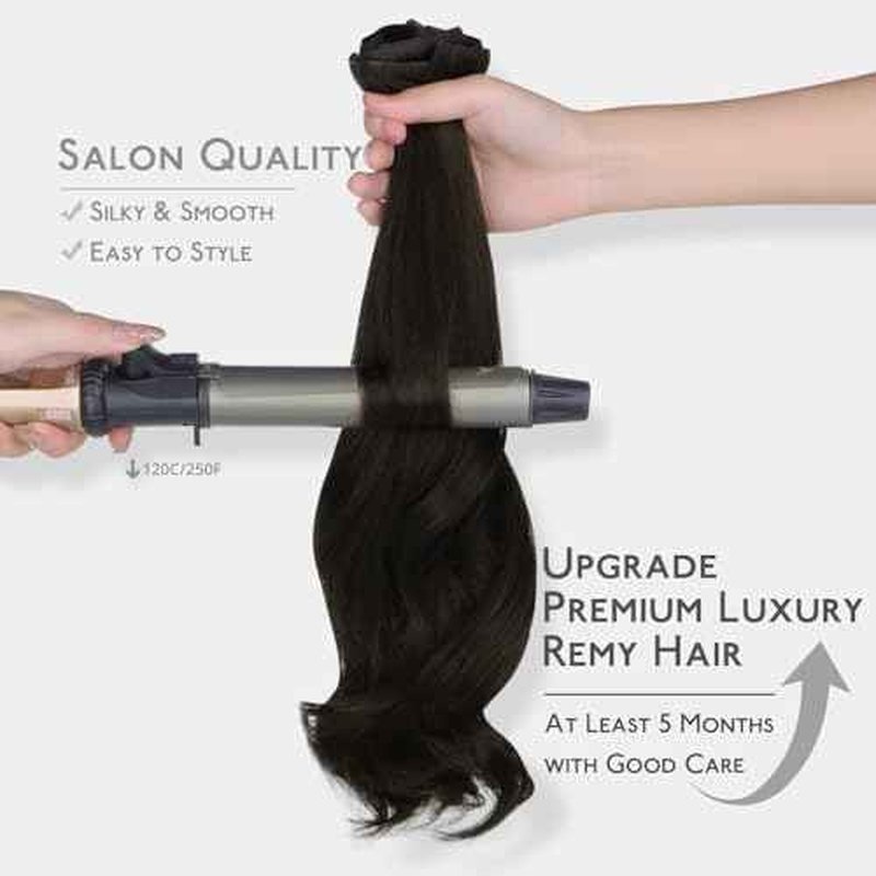 WENNALIFE Invisi Edge Clip in Hair Extensions Real Human Hair, 18 Inch 130g 7pcs Dark Brown Seamless Invisible PU Skin Weft Straight Extensiones De Cabello Hmano Clip Ins