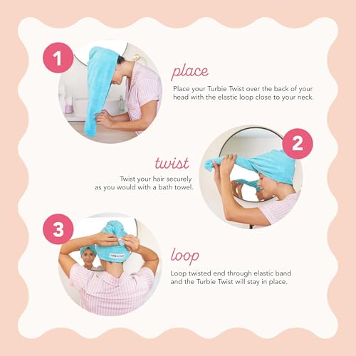 Turbie Twist 2-Pack Microfiber Hair Towel for Beauty, Travel, Gifting - Hair Wrap Turban for Straight, Wavy & Curly Hair - Premium Personal Care - Dark Pink & Light Pink