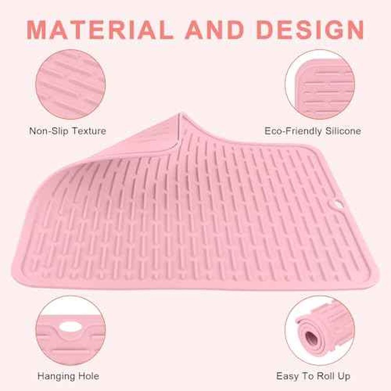 AMIJEAL Oversize Silicone Heat Resistant Mat for Hair Tools, Curling Iron Mat, Hot Tools Holder, Portable Flat Iron Hair Straightener Pad Cover for Travel Vanity Salon(14.2" x 11.0")