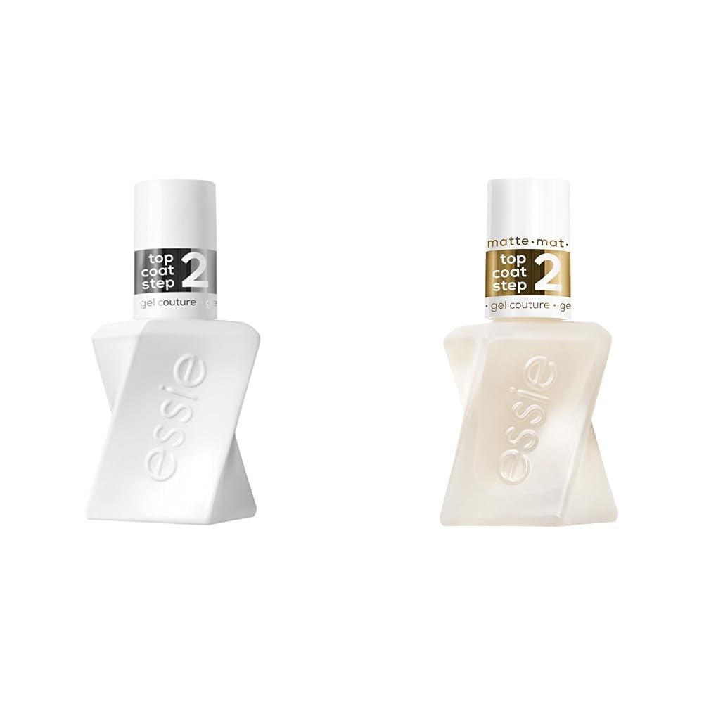 essie Gel Couture Longwear Top Coat Kit, Clear, Shiny Top Coat + Soft Matte Top Coat, 0.46 fl oz each