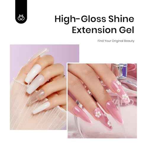 Beetles Nail Extension Gel Kit with Mini UV LED Nail Lamp Frosted Grape 6 Colors Poly Nail Gel Kit with Base Top Coat Beginners DIY Home Salon Gift for Women Fall Winter Nails UV & LED Cured