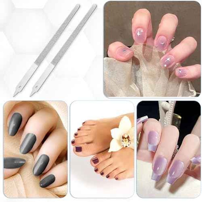 Diamond Dust Nail File Metal Nail File 6 Inch Dust Nail File Diamond Dust Nail Files for Natural Nails Stainless Steel Fingernail Files with Pointed Tip for Manicure, Pedicure(2 PCS)