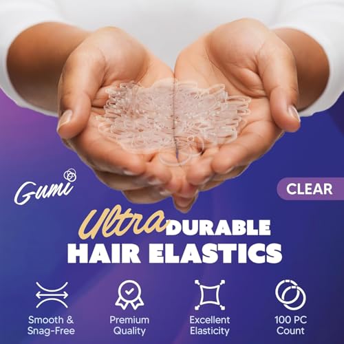 Clear Elastics 1 inch Hair Band Large for Thick or Thin Hair