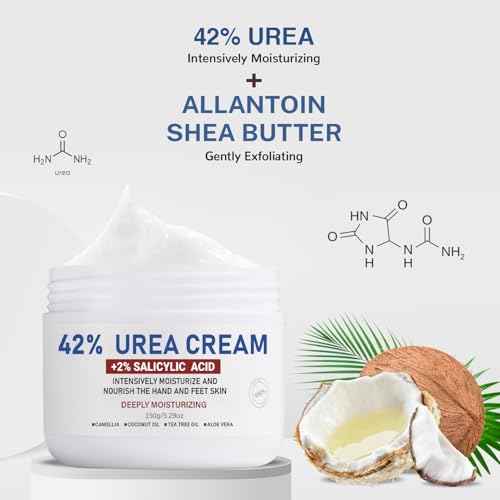 OUKEYA Urea Cream 42% plus Salicylic Acid 2% Net 5.29 Oz for Dry Cracked Feet,Heels,Knees,Elbows,Hands Repair Treatment Moisturizes and Removes Corns,Calluses,Dead Skin,and Softens Toenails