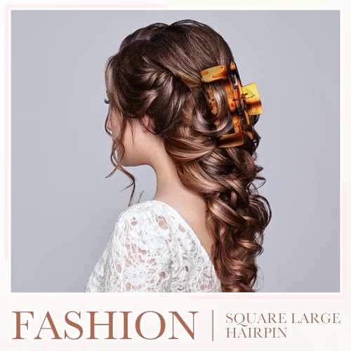 Hoteam 36 Pcs 4.1 Inch Large Hair Claw Clips Bulk Rectangular Big Hair Claws Matte Nonslip Banana Clip Strong Hold Plastic Barrettes for Women Gifts Accessories, 18 Colors