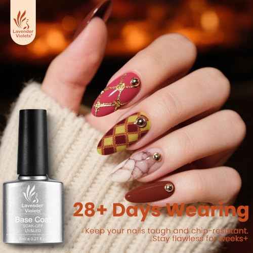 Lavender Violets 30pcs Gel Nail Polish Set 27 Shiny Candy Colors with Base and Glossy & Matte Top Coat for Home Nail Art Design DIY Gift Set C974