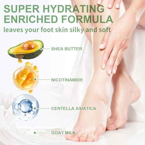 SULADEC Moisturizing Foot Mask with Shea Butter and Goat Milk, Hydrating Foot Masks for Dry Cracked Feet, Dry Skin Moisturizer for Soft and Smooth Touch Feet - Men Women - 5 Pairs