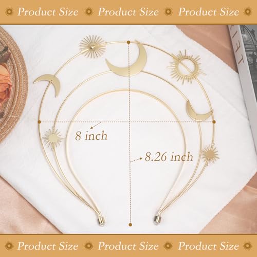 Gold Halo Crown Moon Stars Goddess Crown Alloy Goddess Headpiece Party Tiaras Crowns for Women Wedding Birthday Christmas Hair Accessories for Women and Girls