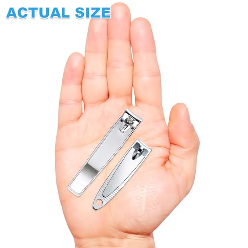 20-Pack Stainless Steel Fingernail & Toenail Nail Clippers Bulk Set - 12 Small + 8 Medium Size with Storage Pouch, Manicure Kit for Men/Women Travel, Gifts, Homeless Care Supplies
