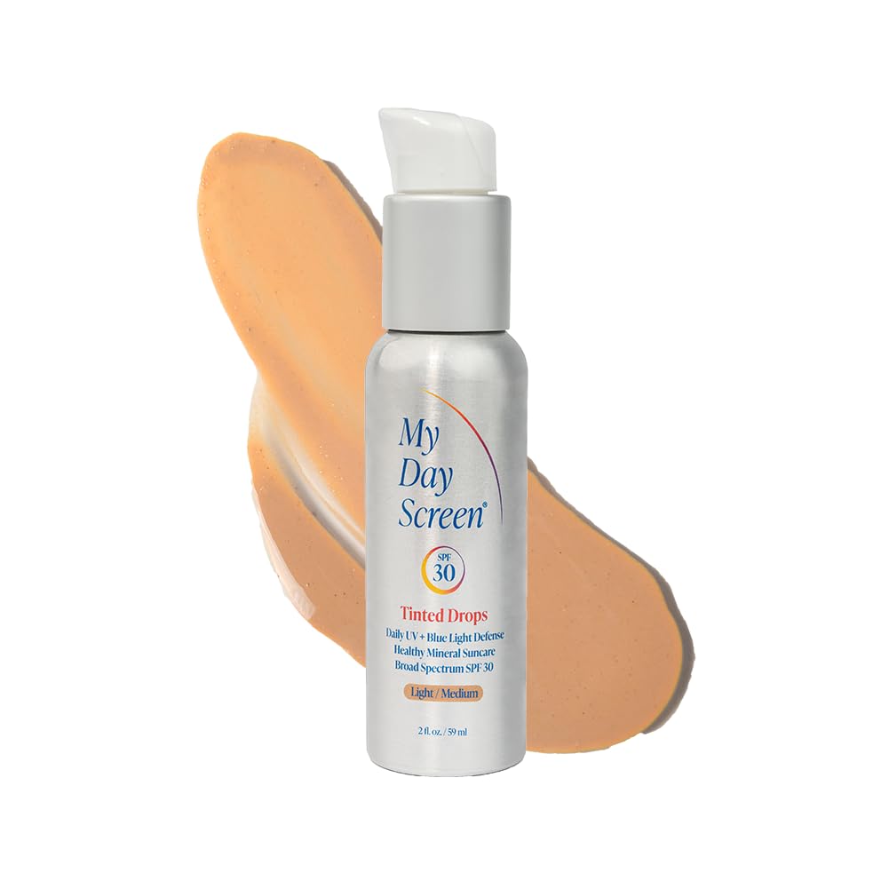 My Day Screen Tinted Sunscreen for Face, 3-in-1 Moisturizer with SPF 30, Face Sunscreen Protection, Tinted Drops to Match Light to Medium Skin Tones, 2 fl oz