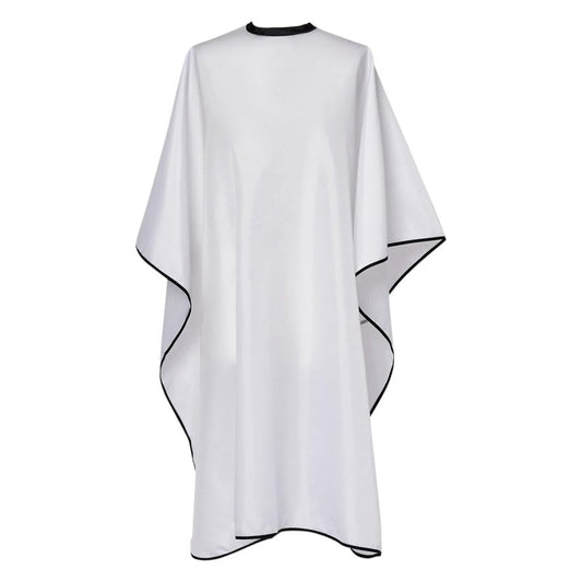 Fromm Professional Client Hair Styling and Hair Cutting Cape, Water and Stain Repellent Teflon Coating for Shampoo Bowl and Wet/Dry Cutting, 44" x 58", White with Black Trim