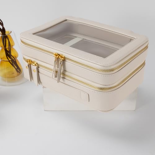 SANHECUN Clear Travel Toiletry bag Toiletry Case Carry on Travel Accessories Bag Makeup Bag(White, SHC-TL-2)