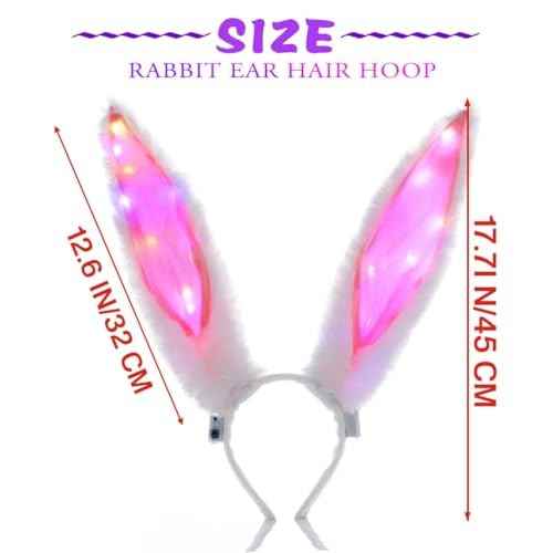 Uranian Light Up Bunny Ears Headband Rabbit Ears Hair Bands Led Bunny Headbands Cosplay Costume Hair Accessories for Women