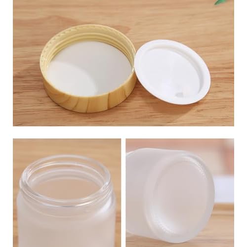2oz Frosted Glass Jar 6 Pcs 60ml Empty Cream Jar Travel Sample Jar Cosmetic Containers Refillable Makeup Jar Pot For Cream Lotion Cosmetics Ointments