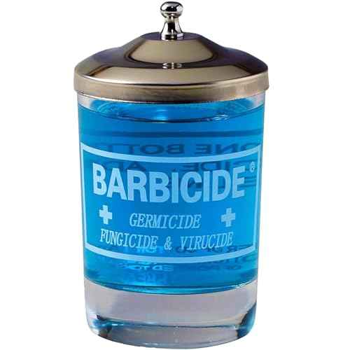 BARBICIDE Disinfecting Jar ? Durable Glass Immersion Container with Stainless Steel Lid and Tray ? Professional Salon, Spa & Barber Tool Sanitizer for Combs, Brushes & Implements - (Small - 4 Fl Oz)