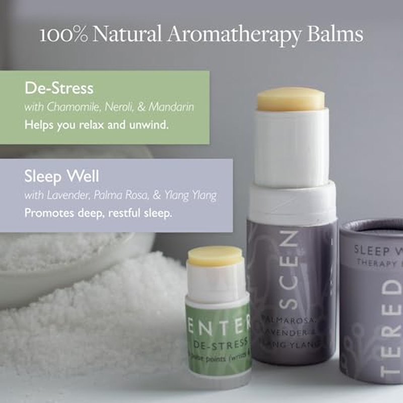 Scentered Prepare for a Great Night's Sleep Bath Set - Bath Salts, Aromatherapy Balms, Body Loofah, Hair Tie & Shower Cap - Relaxing Bath Set for Restful Sleep - Mother's Day Gift Ideas