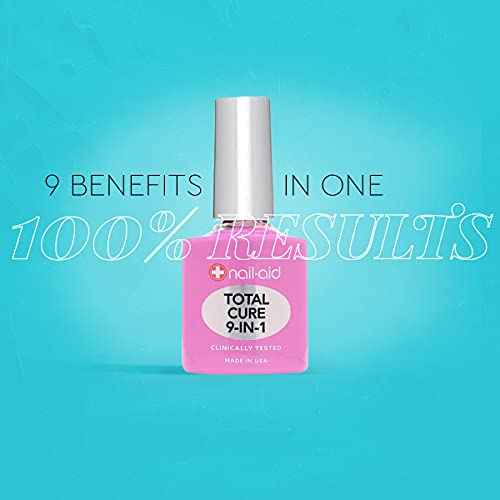 Nail-Aid Total Cure 9 in 1 Nail Treatment - Strengthen, Smooth, & Brighten Brittle Nails - Clear, 0.55 Fl Oz