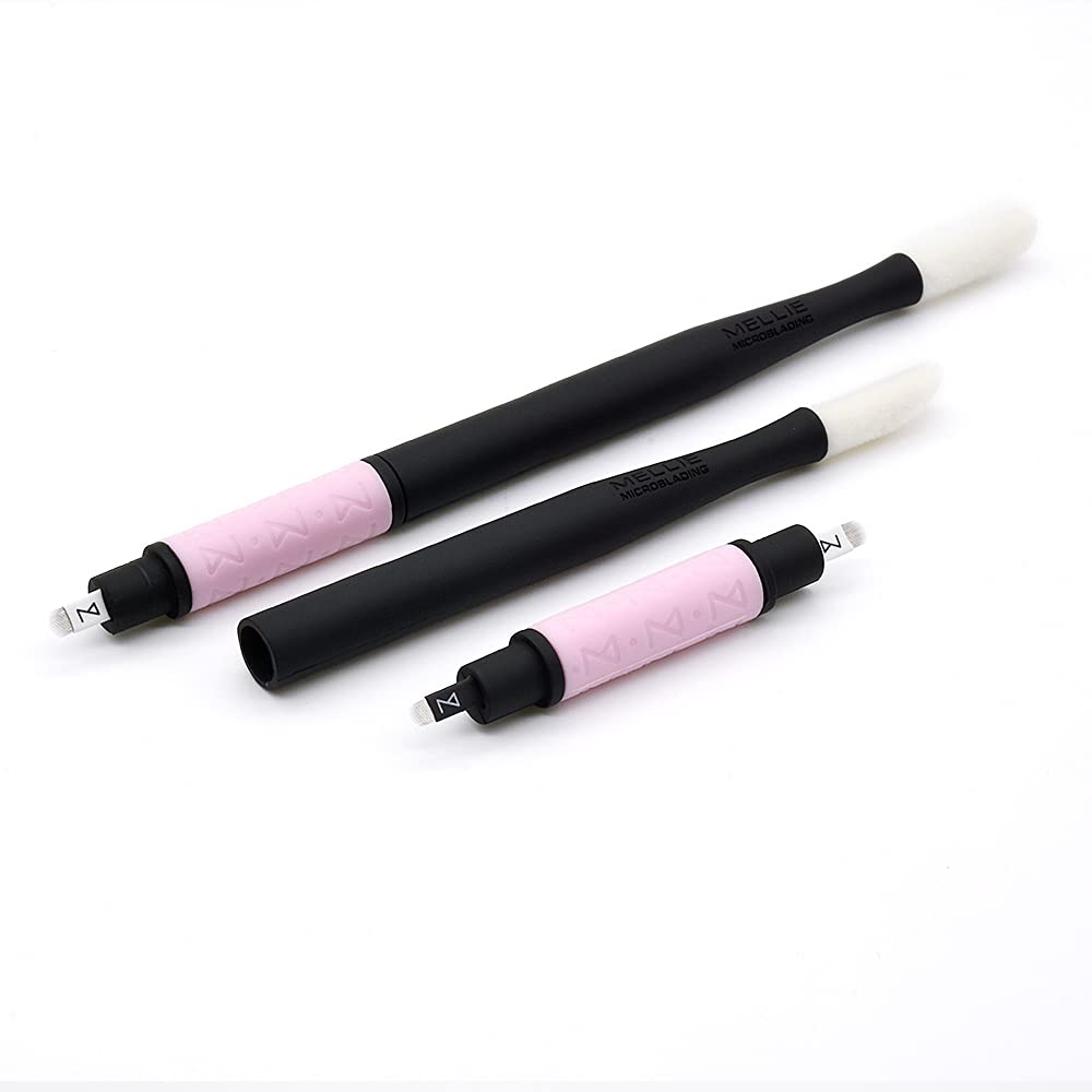 Mellie Microblading Disposable Pen - 2-in-1 Sterilized Blade & Pigment Sponge | Comfortable Grip, 10-Pack