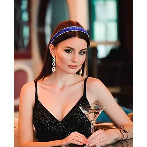Wecoe Headband, Women's Rhinestone Headband, Fashion Headband, Navy Blue, Holiday, Formal Hair Accessories, Sparkly Crystal Diamond Headband, Thin Headband, Girls, Gift