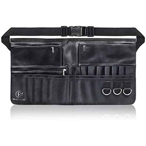 Beautybaby Artist Professional Makeup Brush Waist Bag Cosmetic Portable Multi Pockets Bag with Belt Strap Black