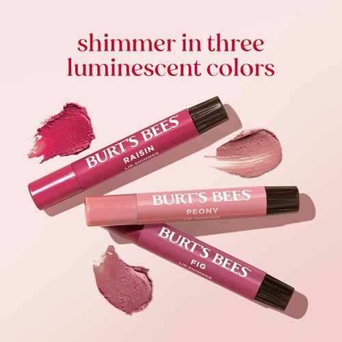 Burt's Bees Christmas Gifts, Lip Shimmer Nude Collection, Tinted Lip Balm Stick, Moisturizing for Hydration with Natural Glowy Pigmented Finish & Buildable Color, Value Pack, 3 Tubes x 0.09 Oz