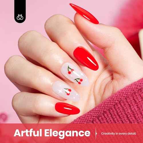 Beetles Red Gel Nail Polish, 15ml Christmas Red Color Soak Off UV LED Gel Polish, Winter Nail Art Design Daring Grace Manicure Salon DIY Home Colorful Bottle Gifts for Women