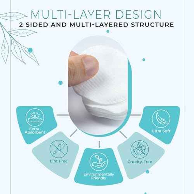 R-Neu 300 Count Premium [Turkish] Cotton Rounds, Stitched, Waffle Textured, 100% Pure & Natural Cotton Pads for Face, Hypoallergenic Makeup Remover (Packaging May Vary)