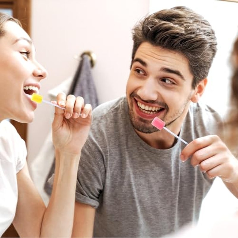 TrelaCo 500 Pcs Toothettes Oral Swabs Bulk Disposable Mouth Cotton Swabs Multicolor Sponge Individually Wrapped for Elderly Adults Oral Cavity Mouth Cleaning(Hexagon)