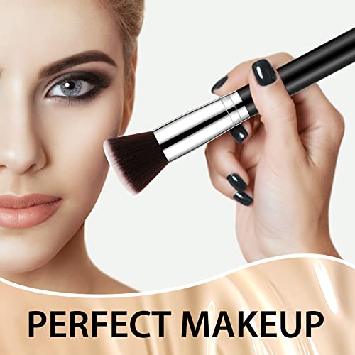 Baderke 20 Pcs Flat Top Foundation Brush Kabuki Cosmetics Synthetic Dense Face Blush Makeup Brush for Liquid, Cream, Powder, Blending, Buffing, Stippling Face Makeup Tools