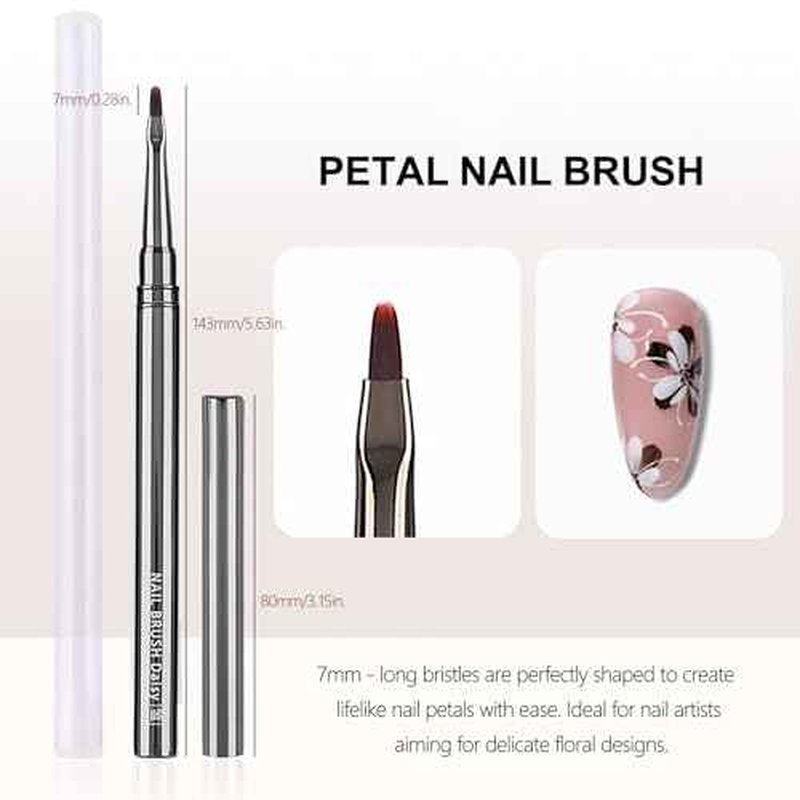 3Pcs Nail Art Brushes Set for Flower Petal Butterfly Drawing, 3D Gel Acrylic Nail Brush, Fine Liner Nails Design Tool, Professional Watercolor Painting Pen for Manicure DIY Salon