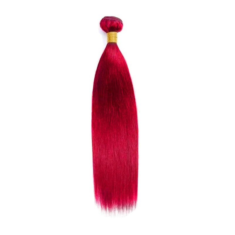32 Inch Red Human Hair Bundles Burgundy Straight Bundles Peruvian Virgin Remy Real Soft Bright Red Bundle Hair Extensions
