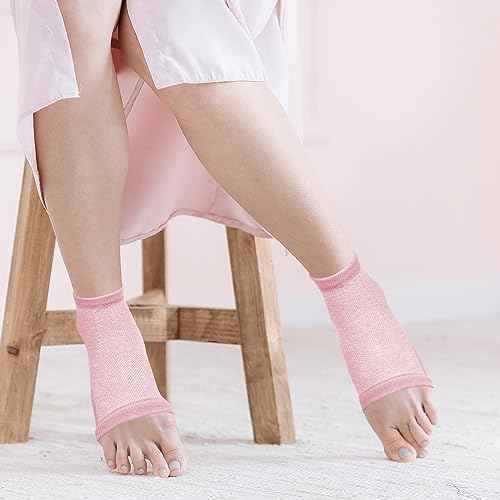 Cracked Heel Treatment Repair Socks - Ohtomber 5 Pairs Silicone Gel Foot Care Softener Toeless Pedicure Moisturizing Dry Feet Socks for Dry Cracked Heels