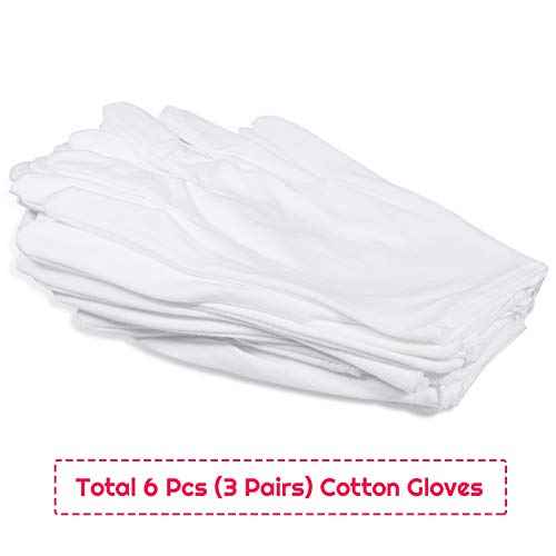 Cotton Gloves, Selizo 3 Pairs White Cotton Gloves Gloves for Women Men Eczema Dry Hands Moisturizing Serving Archival Cleaning Jewelry Silver Inspection