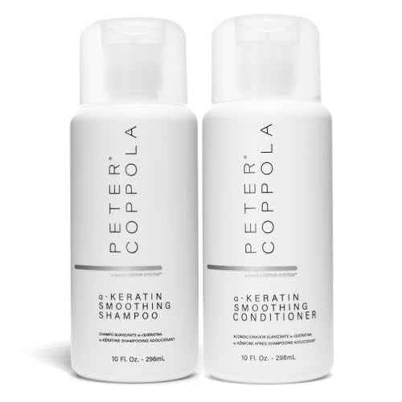 Peter Coppola a-Keratin Smoothing Shampoo & Conditioner Set - Smooths Thick Coarse Hair - Infused With Argan Oil, Avocado Oil And Hydrolyzed Keratin Transforms Frizz Into Shiny & Healthy Hair (10 oz)
