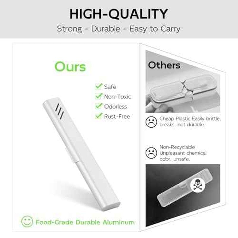 Travel Toothbrush Case, Portable Toothbrush Holder, Durable Aluminum Toothbrush Storage Box, Small Breathable Manual Toothbrush Container for Traveling, School, Camping, Business Trip - Sliver