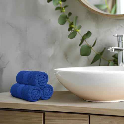 Avalon Towels Luxury Washcloths Value Pack of 12 ? Premium Cotton, Soft & Absorbent Wash Cloths for Body and Face, Hotel and Spa Quality Wash Clothes, Quick Dry and Machine Washable (Royal Blue)