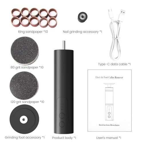 Electric Foot Callus Remover, 2 in 1 | 6 Speed Adjustable Foot File Nail Grinder with Sandpaper Disks, Professional Sander Pedicure Tool for Feet Dead Skin, Self Care Gifts for Women Mom Lover Friends