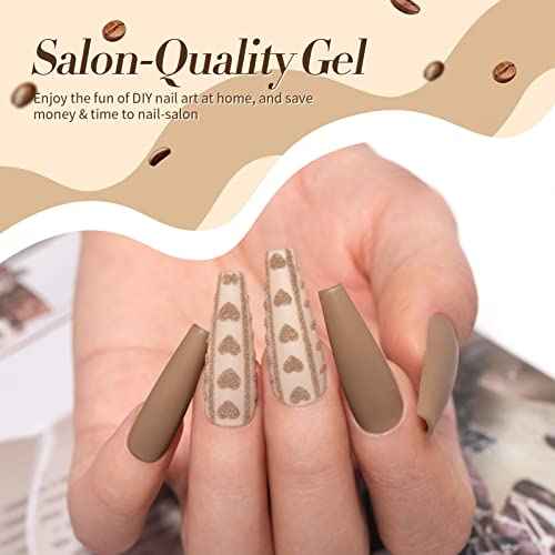 Born Pretty Gel Nail Polish 6 Colos,Nude Brown Skin Tone,Roasted Chestnuts Chocolate Gel Polish Collection Neutral Beige Khaki Gel Polish Kit All Seasons Nail Art Manicure DIY for Home Salon
