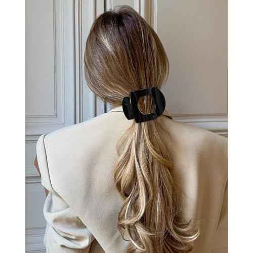 6 PCS French Flat Hair Clips for Women 2 Styles Large Matte Flat Claw Clips Strong Hold No-Slip French Hair Barrettes for Thick Thin Hair(Leopard + Brown)